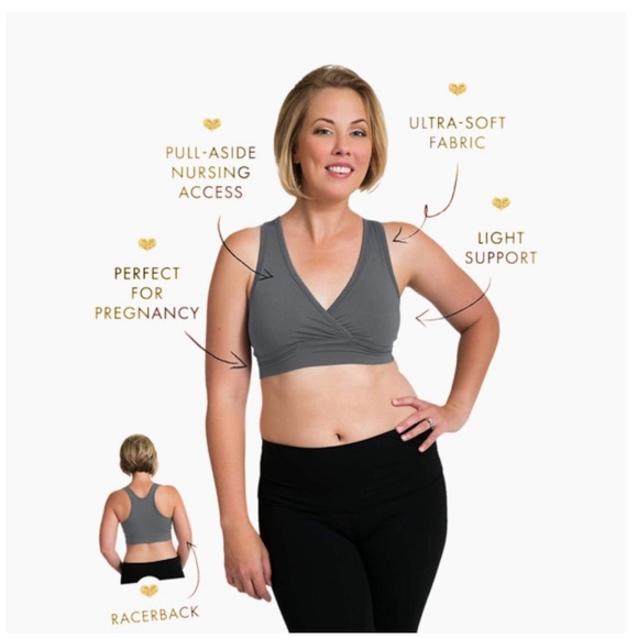 Kindred Bravely French Terry Racerback Nursing Sleep Bra in Grey Size Medium - Picture 3 of 8